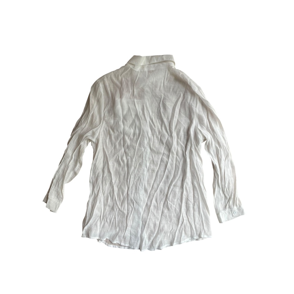 Cupshe White Sheer Button Down Beach Pool Coverup Long Sleeve Shirt NWT - Picture 2 of 3